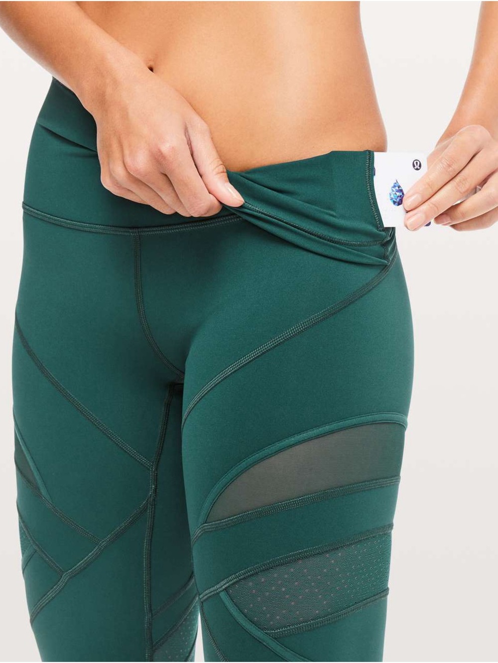 Women’s Lululemon Wunder Under High-Rise Tight Mesh 28" Royal Emerald Size 2 - Picture 5 of 15